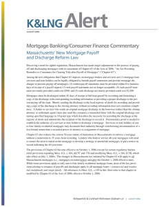 Alert K&amp;LNG Mortgage Banking/Consumer Finance Commentary Massachusetts’ New Mortgage Payoff