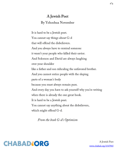 A Jewish Poet  By Yehoshua November