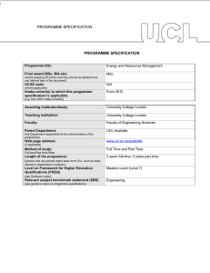 PROGRAMME SPECIFICATION Energy and Resources Management MSc