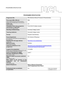 PROGRAMME SPECIFICATION Programme title: Final award (BSc, MA etc):