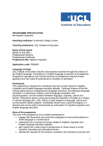 PROGRAMME SPECIFICATION Awarding Institution Teaching Institutions