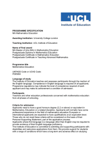 PROGRAMME SPECIFICATION Awarding Institution Teaching Institution