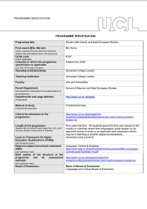 PROGRAMME SPECIFICATION Programme title: Final award (BSc, MA etc):