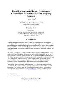 Rapid Environmental Impact Assessment: A Framework for Best Practice in Emergency Response