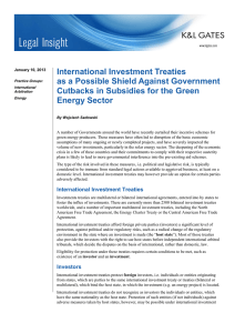 International Investment Treaties as a Possible Shield Against Government