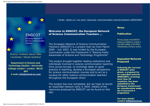 Welcome to ENSCOT, the European Network of Science Communication Teachers ...