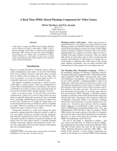 A Real-Time PDDL-Based Planning Component for Video Games Eric Jacopin