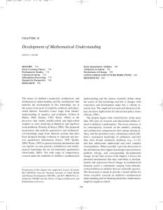 Development of Mathematical Understanding CHAPTER 18