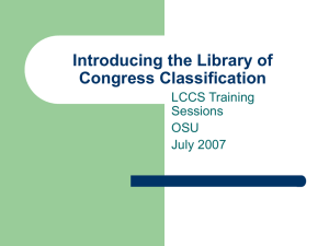 Introducing the Library of Congress Classification LCCS Training Sessions