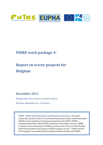 PHIRE work package 4: Report on tracer projects for Belgium