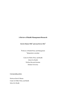 A Review of Health Management Research