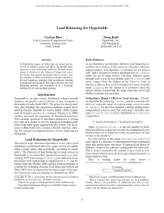 Load Balancing for Hypertable Gordon Rios Doug Judd