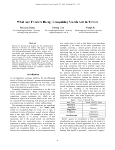 What Are Tweeters Doing: Recognizing Speech Acts in Twitter