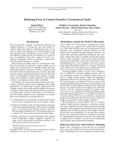 Reducing Error in Context-Sensitive Crowdsourced Tasks Daniel Haas Matthew Greenstein, Kainar Kamalov,