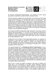 Biological Weapons Convention Meeting of Experts NGO Statements 10-14 August 2015