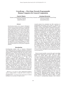 CrowdLang — First Steps Towards Programmable Human Computers for General Computation