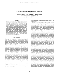 CODA: Coordinating Human Planners Karen L. Myers, Peter A. Jarvis