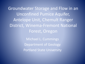 Groundwater Storage and Flow in an Unconfined Pumice Aquifer, District, Winema-Fremont National