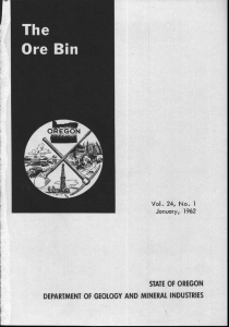 STATE OF OREGON DEPARTMENT OF GEOLOGY AND MINERAL INDUSTRIES January, 1962