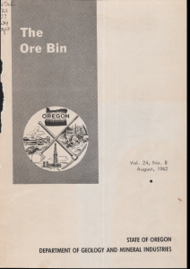 STATE OF OREGON DEPARTMENT OF GEOLOGY AND MINERAL INDUSTRIES August, 1962