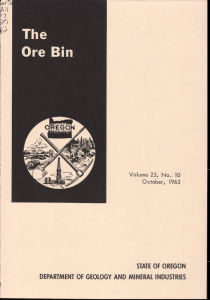 STATE OF OREGON DEPARTMENT OF GEOLOGY AND MINERAL INDUSTRIES October, 1963