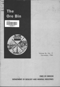 STATE OF OREGON DEPARTMENT OF GEOLOGY AND MINERAL INDUSTRIES November, 1964