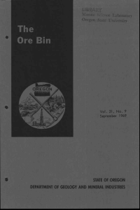 STATE OF OREGON DEPARTMENT OF GEOLOGY AND MINERAL INDUSTRIES September 1969