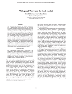 Widespread Worry and the Stock Market Eric Gilbert and Karrie Karahalios