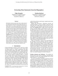 Extracting Meta Statements from the Blogosphere Filipe Mesquita Denilson Barbosa