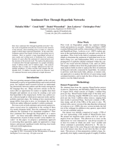 Sentiment Flow Through Hyperlink Networks Mahalia Miller Conal Sathi Daniel Wiesenthal