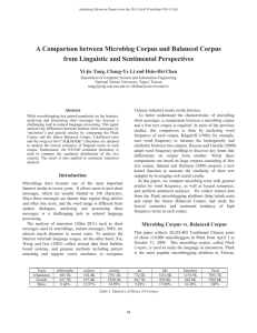 A Comparison between Microblog Corpus and Balanced Corpus