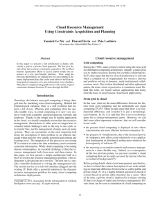 Cloud Resource Management Using Constraints Acquisition and Planning Cloud resource management