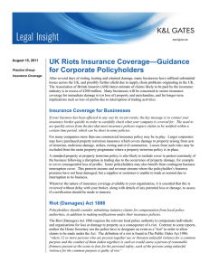 UK Riots Insurance Coverage—Guidance for Corporate Policyholders
