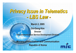 Privacy Issue in Telematics - LBS Law - - LBS Law
