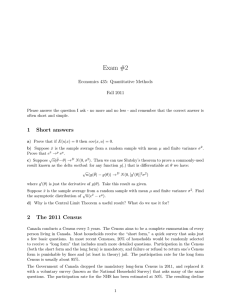 Exam #2 Economics 435: Quantitative Methods Fall 2011