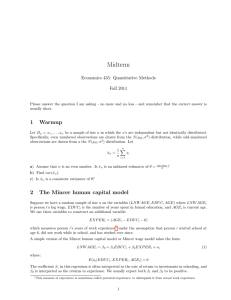 Midterm Economics 435: Quantitative Methods Fall 2011