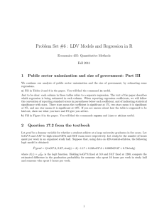 Problem Set #6 : LDV Models and Regression in R 1