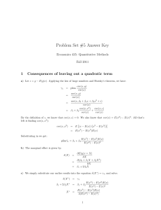 Problem Set #5 Answer Key 1 Economics 435: Quantitative Methods