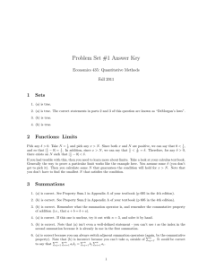 Problem Set #1 Answer Key 1 Sets Economics 435: Quantitative Methods