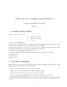 Problem Set #2: Probability (revised 9/16/2011) 1 A simple random variable