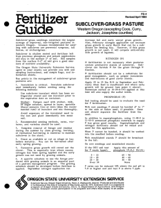Fertilizer Guide SUBCLOVER-GRASS PASTURE Western Oregon (excepting Coos, Curry,