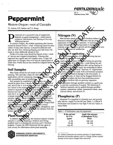 PGppermint FGRTILIZGR Western Oregon Nitrogen (N)