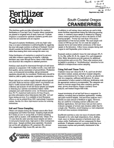 Fertilizer Guide CRANBERRIES South Coastal Oregon