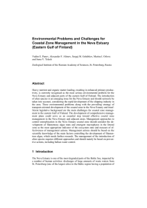 Environmental Problems and Challenges for (Eastern Gulf of Finland)
