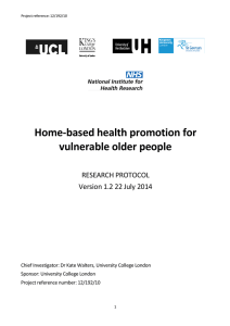 Home-based health promotion for vulnerable older people  RESEARCH PROTOCOL