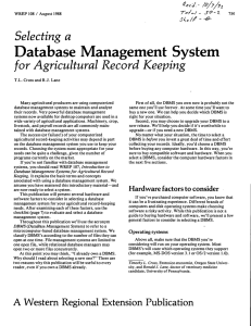 Database Management System Selecting a for Agricultural Record Keeping