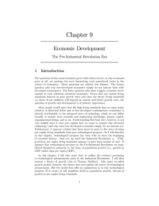 Chapter 9 Economic Development The Pre-Industrial Revolution Era 1