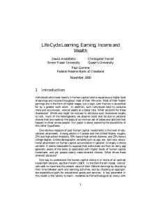 L ife-CycleL earning, Earning, Incomeand W ealth