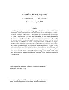 A Model of Secular Stagnation Gauti Eggertsson Neil Mehrotra This version: