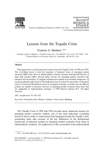 Lessons from the Tequila Crisis Frederic S. Mishkin